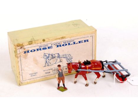 Britains, 9F pre-war horse roller with 2 part roller and stable lad, very minor wear (NM,BG) 