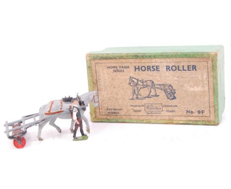 Britains 9F Farm Series horse drawn roller, comprising of horse and light blue roller, with farm figure, play wear, green box