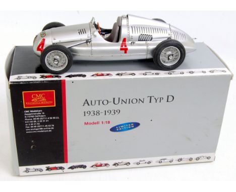 CMC Exclusive Models, No.M-43 1/18th scale model of a Auto Union Type D 1938-39, silver body with racing number 4, in the ori