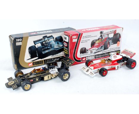 Two boxed large scale Corgi F1 racing diecast, to include 1/18 scale model of a Texaco Marlboro McLaren M23 F1 car, sold with