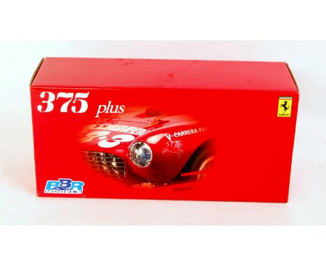 BBR Models 1/18th scale model of a Ferrari 375 Plus, finished in red with Racing Number 4, in the original polystyrene packed