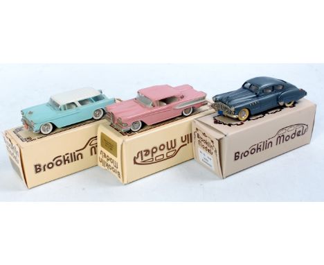 Brooklin Models 1/43rd scale White Metal Group, 3 boxed examples, to include BRK10 1949 Buick Roadmaster, BRK26 1955 Chevrole