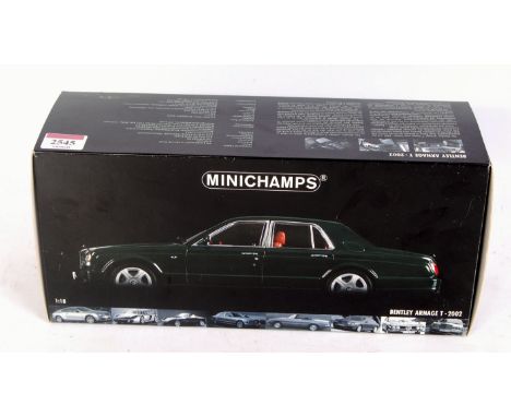 Minichamps 1/18th scale model of a Bentley Arnage T 2002, finished in metallic green, in the original polystyrene packed box 