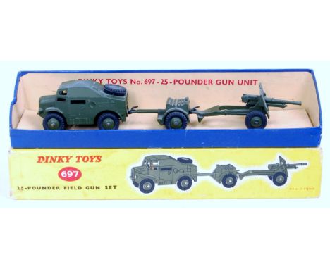 Dinky Toys, 697 25-pounder field gun gift set comprising of field artillery tractor, trailer and 25-pounder field gun, all in