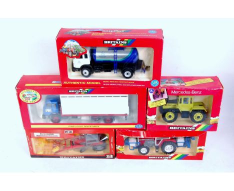 Five various mixed issue boxed Britains farming accessories and implements, to include; No.9580 Ford animal transporter, No.9