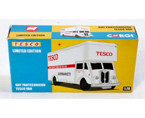 Corgi Toys, Guy Pantechnicon Tesco Van, 1/76th scale, white body with red and black Tesco livery and sign writing, limited ed