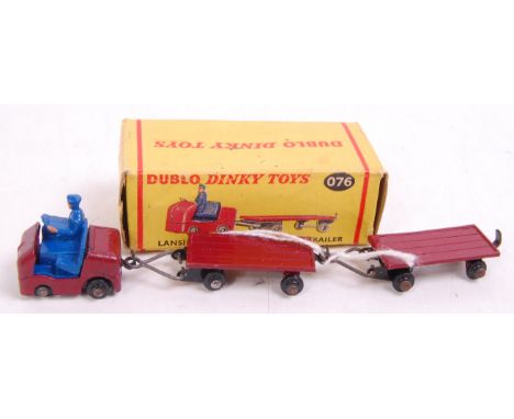 A Dublo Dinky 076 Lancing Bagnall tractor and trailer, with extra trailer (VG-BG)