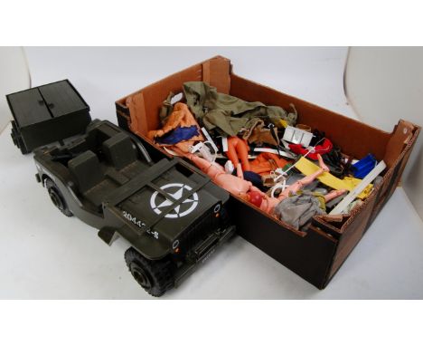 A collection of loose Action Man by Palitoy figures, clothing and accessories to include three various Action Man dolls, a lo