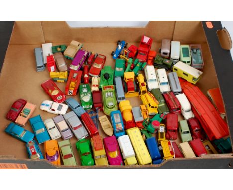 A large collection of lose Matchbox 175 series, Superfast and Kingsize diecasts to include ERF petrol tanker, Esso Trojan van