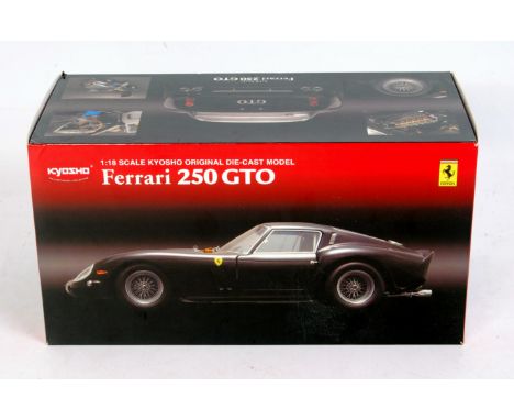 Kyosho No.08431BK 1/18th scale model of a Ferrari 250 GTO, finished in black, in the original polystyrene packed box, appears