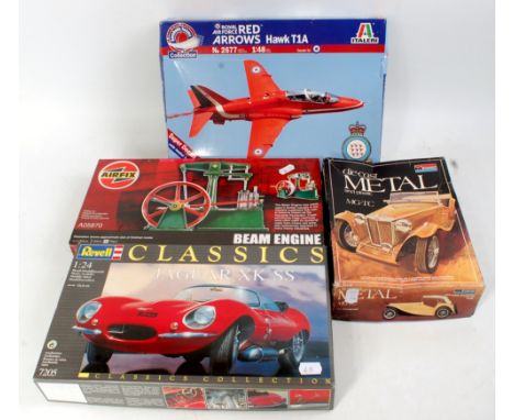 Four various mixed plastic and diecast kits to include an Airfix plastic kit for a beam engine, an Italeri plastic kit for a 
