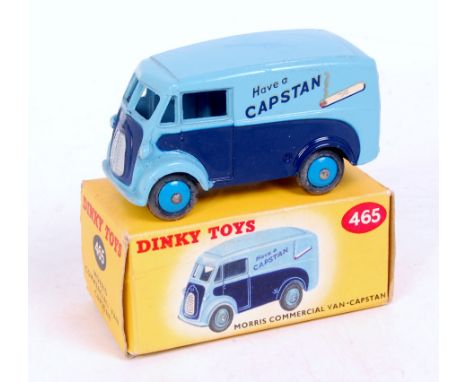 Dinky Toys, 465, Capstan Morris delivery van, light blue and dark blue body with blue hubs, with 'Have a Capstan' to sides, i