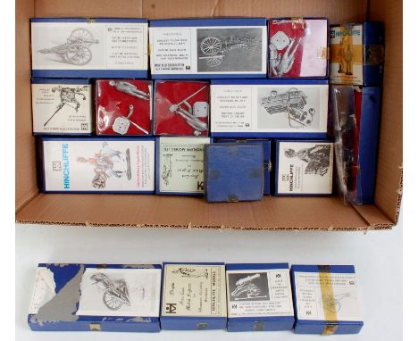 18 various boxed as issued Hinchcliffe Models of Huddersfield white metal military figure and field gun kits t o include Amer