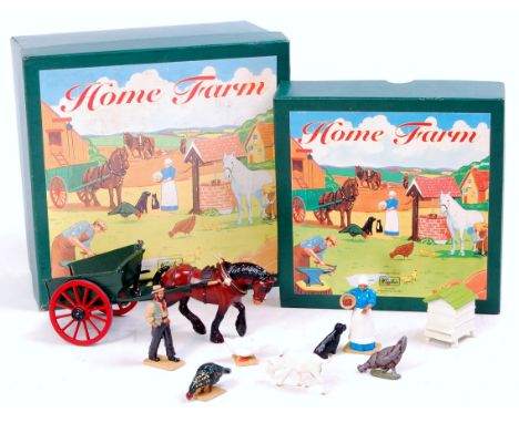 Britains Home Farm Series, No.8707, Tumbrel Cart, comprising horse, tumbrel and attendant, in the original foam packed box (M