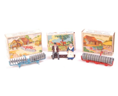Britains Duck Egg Boxed Tractor Implement and Picture Pack Group, 3 examples, all boxes with end flaps missing, to include No