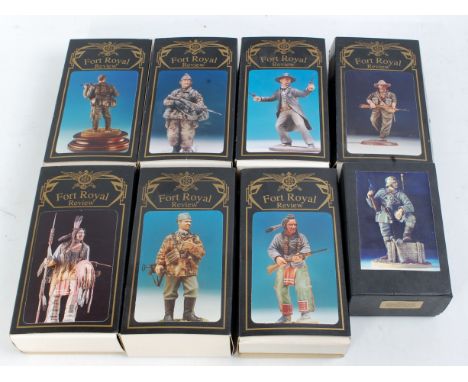 8 various boxed as issued Fort Royal Review of Worcester 120mm resin super scale figure kits to include military and American