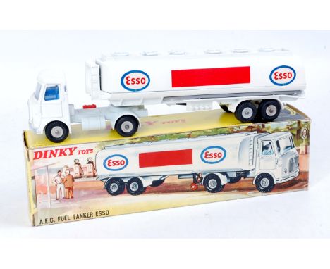 Dinky Toys 945, AEC fuel tanker Esso, white cab and chassis with white tanker, white filler caps and catwalk, "Esso" rear tra