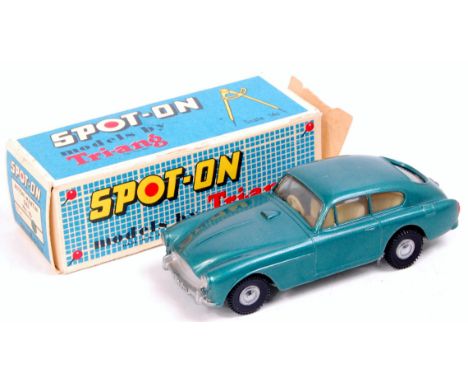 Spot On, No.113 Aston Martin DB3, metallic green body with off-white interior, spun hubs, in the original all card box, with 