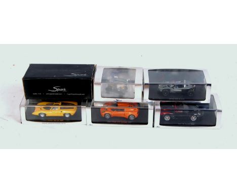 Spark Models 1/43rd scale Resin Group, 6 examples, to include S1230 Lotus 340R 2000, S0069 Lotus 119B Soap Box 2003, SPTR TVR