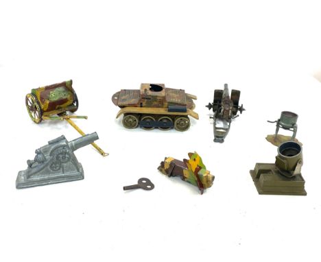 Small quantity of vintage tin plate toys including a tank a/f 