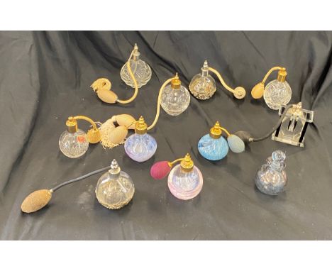 Selection vintage glass perfume bottles 