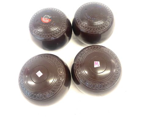 Set of 4 vintage Jaques London bias garden bowls 