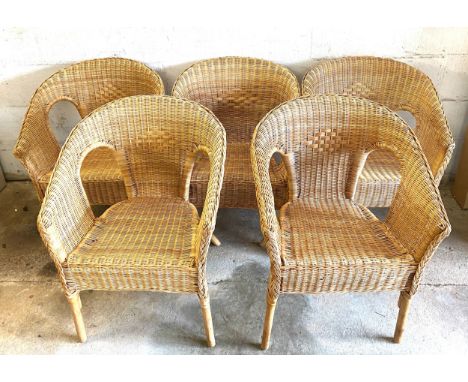 5 Vintage cane wicker stackable chairs 