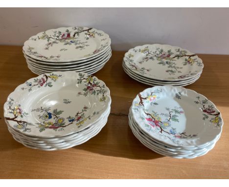 Selection of vintage Booths pottery includes Chinese tree soup bowls, side plates, dinner plates etc 