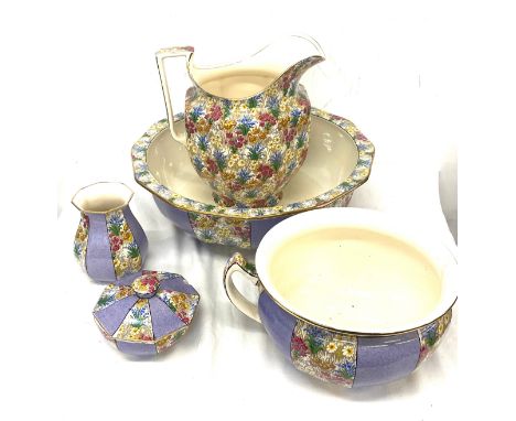 Vintage Grimwades Royal Winton jug and bowl set, damaged 