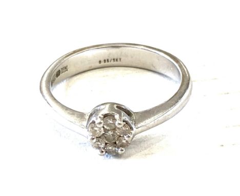 9ct white Gold diamond ring total weight 3.6g 