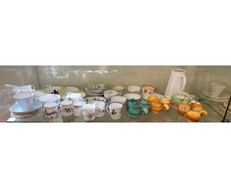 Large selection of assorted Shelley china, some af includes Mostly coffee cups/ saucers and pin trays, 1930s regent shape Pol