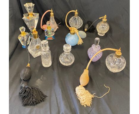 Selection vintage glass perfume bottles 