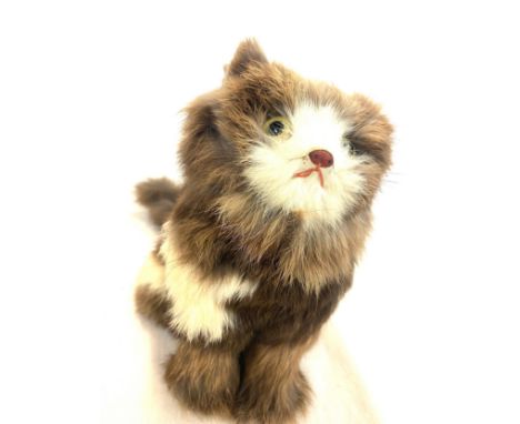 Vintage cat figure with real cat hair and glass eyes 