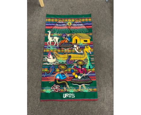 Vintage wall rug measures approx 43 inches tall 24 inches wide 