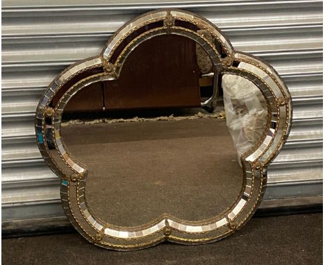 5 leaf clover mirror with mosaic surround measures approx 27 inches tall by 27 inches wide 