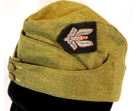 WWII SAS Side Cap with hand sewn cloth badge. P&amp;P Group 1 (£14+VAT for the first lot and £1+VAT for subsequent lots) 