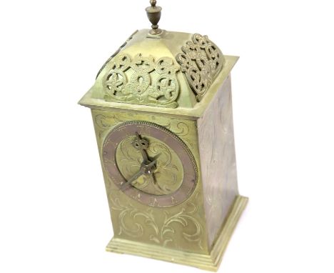 Buren early 20th century brass cased lantern clock after the original by Emmanuel Bull in 1600, eight day movement numbered 1