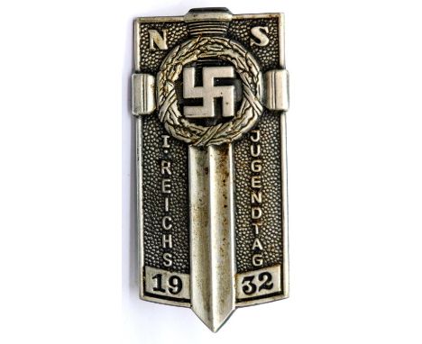 German Third Reich 1932 Hitler Youth Reichs Youth Day badge, maker F Hoffstatter, Bonn marked verso. P&amp;P Group 1 (£14+VAT