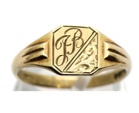 9ct gold signet ring, size P, 2.3g. P&amp;P Group 1 (£14+VAT for the first lot and £1+VAT for subsequent lots) 