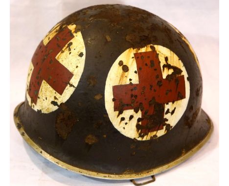 American WWII type McCord M1 US Medics helmet, date coded 1943. Swivel bale front seam, no liner. P&amp;P Group 2 (£18+VAT fo