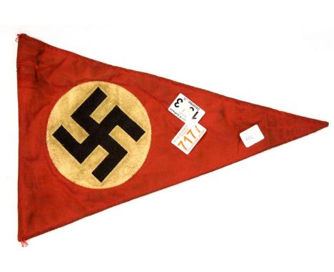 German WWII type Nazi Party pennant, L: 36 cm. P&amp;P Group 1 (£14+VAT for the first lot and £1+VAT for subsequent lots) 