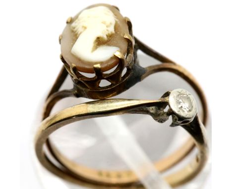 Two 9ct gold rings, Cameo size K, other size L, combined 2.4g. P&amp;P Group 1 (£14+VAT for the first lot and £1+VAT for subs