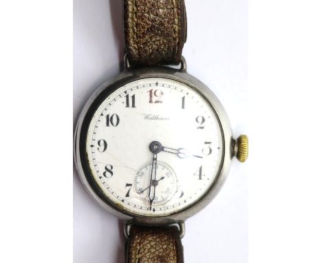 1914 sterling silver Waltham trench wristwatch in a Dennison case. P&P Group 1 (£14+VAT for the first lot and £1+VAT for subs
