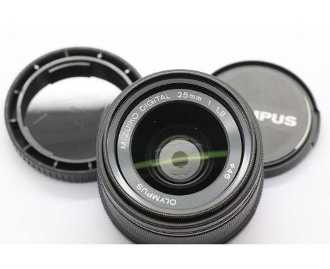 Olympus M. Zuiko digital lens, 25mm 1:1.8. P&amp;P Group 1 (£14+VAT for the first lot and £1+VAT for subsequent lots) 