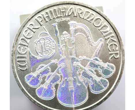 2017 1 ounce Fine Silver Austrian 1.5 Euro Wiener Philharmonic. P&amp;P Group 1 (£14+VAT for the first lot and £1+VAT for sub