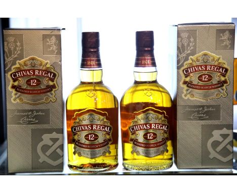 Two boxed bottles of 12 year old Chivas Regal whisky. P&amp;P Group 2 (£18+VAT for the first lot and £3+VAT for subsequent lo