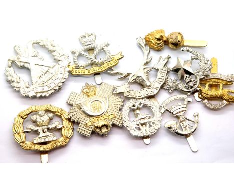 Ten British Army Officers Cap Badges. P&amp;P Group 1 (£14+VAT for the first lot and £1+VAT for subsequent lots) 