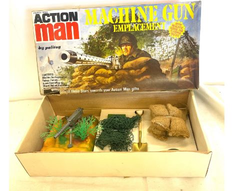 Vintage Action Man machine gun emplacement boxed and working 