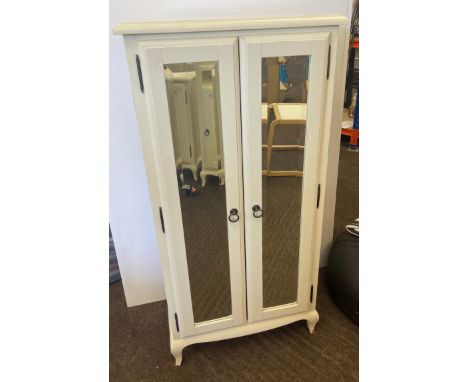 2 Door mirror fronted cabinet, measures approx 48" tall 23.4" wide 13" depth 