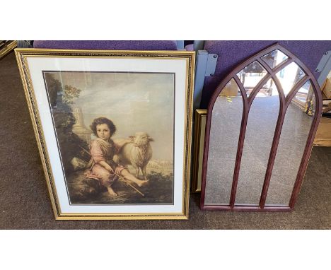 2 Framed pictures and a mirror 